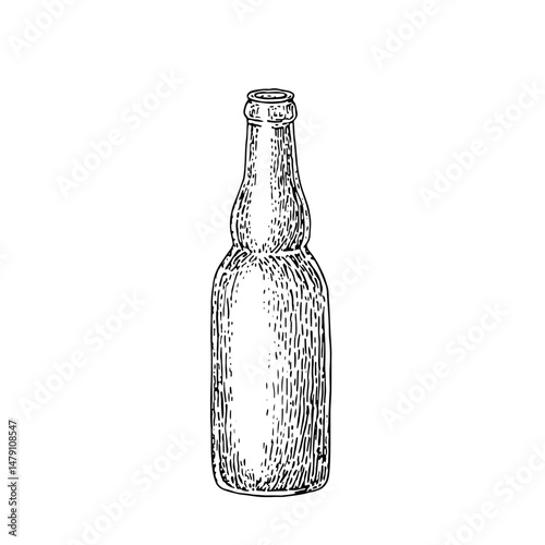 Beer bottle vector illustration in hand-drawn sketch style. Ideal for craft beer branding, bar menus, and brewery promotions. Timeless design, perfect for trendy vintage projects.