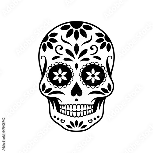 Illustration of mexican sugar skull. Day of the dead. Dia de los muertos. Vector illustration