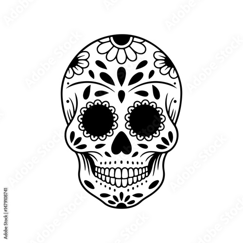 Illustration of mexican sugar skull. Day of the dead. Dia de los muertos. Vector illustration