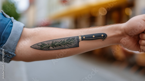 Blade Tattoo: A close-up sh...