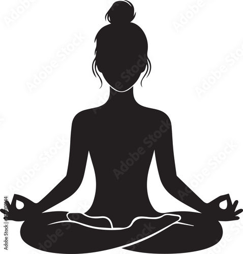 Yoga Day Silhouette Vector of Woman in Peaceful Pose