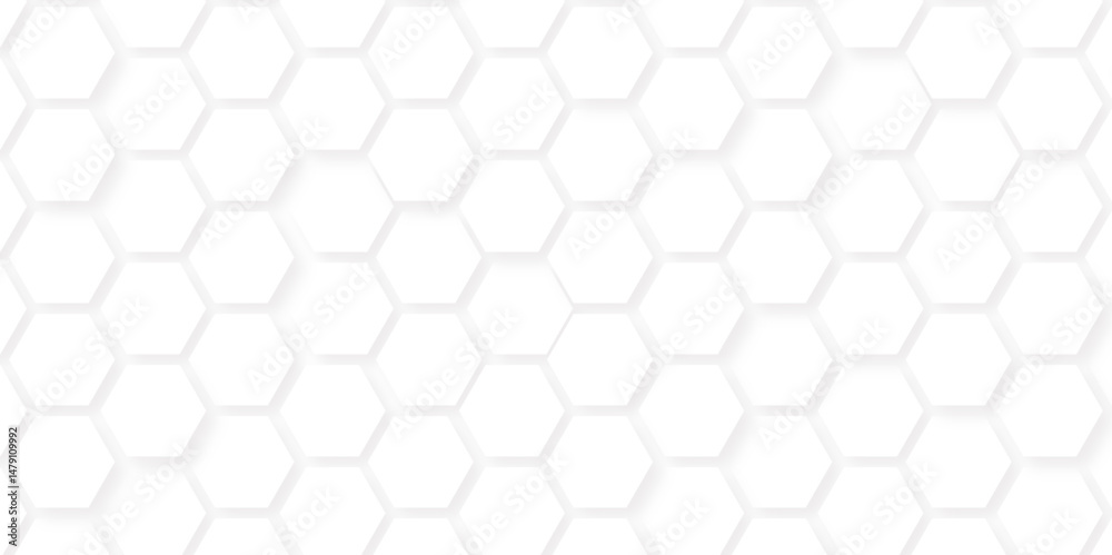 Fototapeta premium Abstract seamless honeycomb hexagon background. Geometric texture white gray pattern design. 
