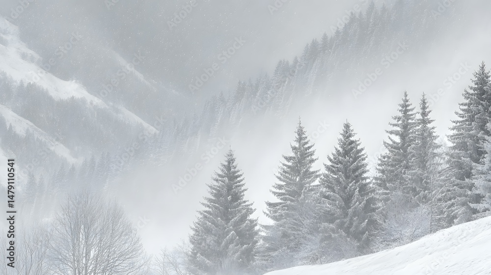 Fototapeta premium forest during a gentle snowfall in winter