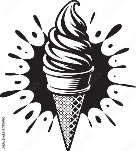 Classic Ice Cream Cone Silhouette Design

Double Scoop Ice Cream Vector Art

Ice Cream Sundae with Cherry Silhouette

Popsicle and Ice Cream Bar Vector Scene

Cute Ice Cream Character Silhouette