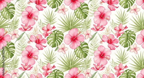 Watercolor Paradise: A Tropical Floral Tapestry