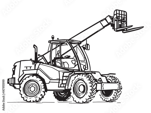Telehandler Minimalist Line Art Icons