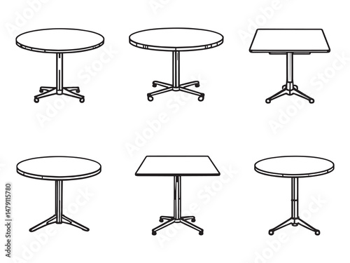 Tilt Top Table Line Art Set
