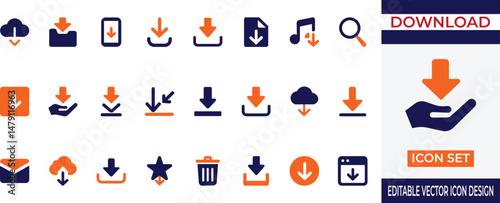 Download Icons Set for Cloud Data and Application Interface