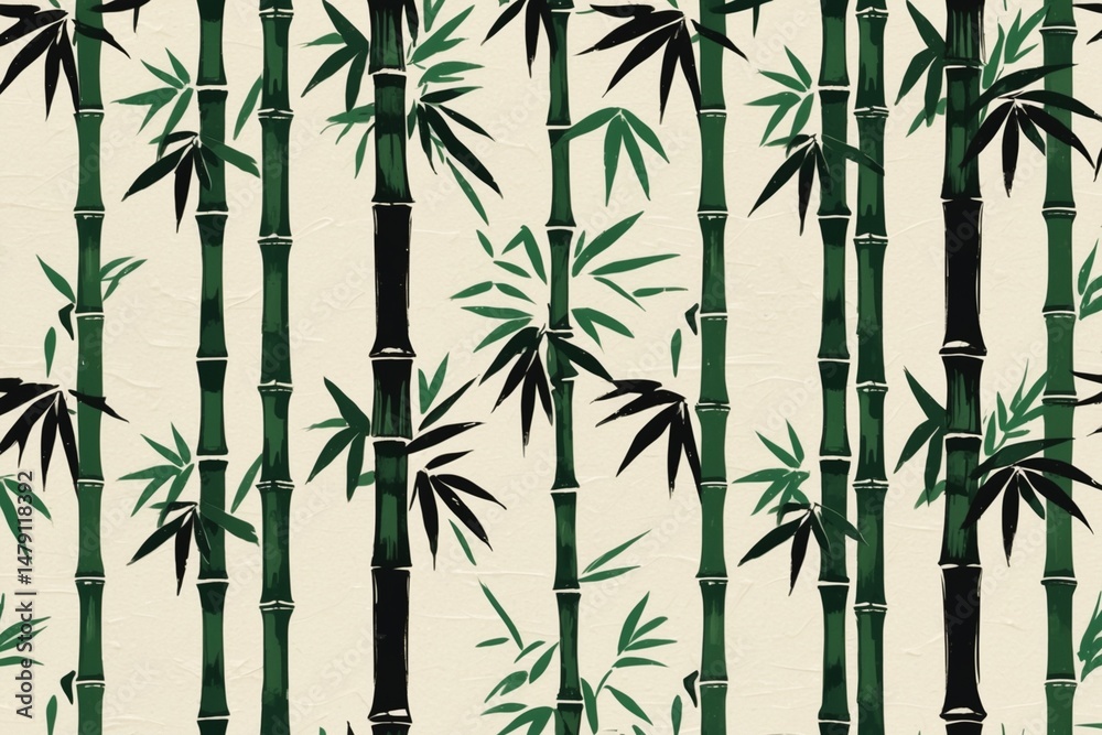 Obraz premium Black and white bamboo pattern ideal for background designs, packaging, stationery, textiles, and home decor products. Nature inspired and modern.