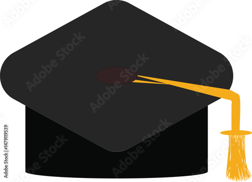 Graduation cap vector icon, Academic cap linear, student black cap silhouette, graduation hat with tassel flat icon