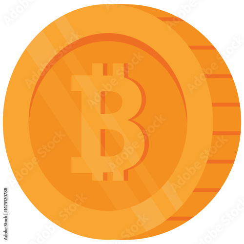 Bitcoin Element. Vector illustration of A single golden Bitcoin coin symbolizing cryptocurrency. Isolated on background