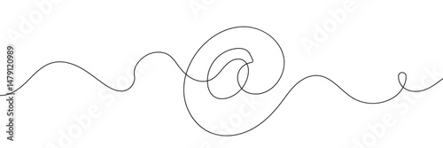 One a at sign social media notification. Black and white monochrome continuous single line art. Email message account profile send illustration sketch outline drawing.