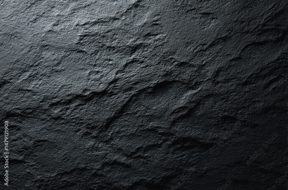 Obraz premium Dark stone surface texture with deep relief patterns.