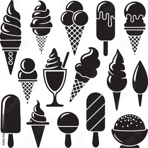 Classic Ice Cream Cone Silhouette Design

Double Scoop Ice Cream Vector Art

Ice Cream Sundae with Cherry Silhouette

Popsicle and Ice Cream Bar Vector Scene

Cute Ice Cream Character Silhouette