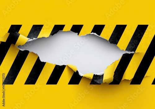 Ripped yellow caution tape with a blank center hole
