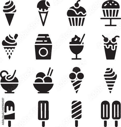 Classic Ice Cream Cone Silhouette Design

Double Scoop Ice Cream Vector Art

Ice Cream Sundae with Cherry Silhouette

Popsicle and Ice Cream Bar Vector Scene

Cute Ice Cream Character Silhouette