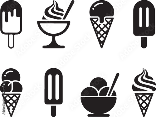 Classic Ice Cream Cone Silhouette Design

Double Scoop Ice Cream Vector Art

Ice Cream Sundae with Cherry Silhouette

Popsicle and Ice Cream Bar Vector Scene

Cute Ice Cream Character Silhouette