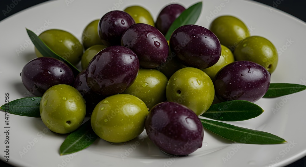 Obraz premium Olive Assortment on White Plate