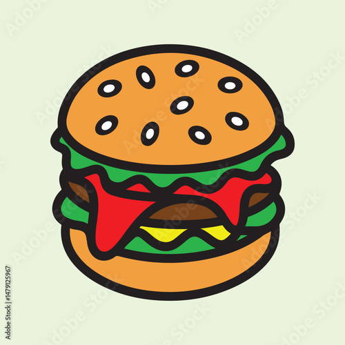 Delicious Burger Art: A Colorful Delight for Food Lovers.