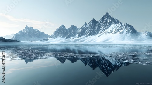 Wallpaper Mural Frozen lake with cracked ice and reflections of mountains Torontodigital.ca