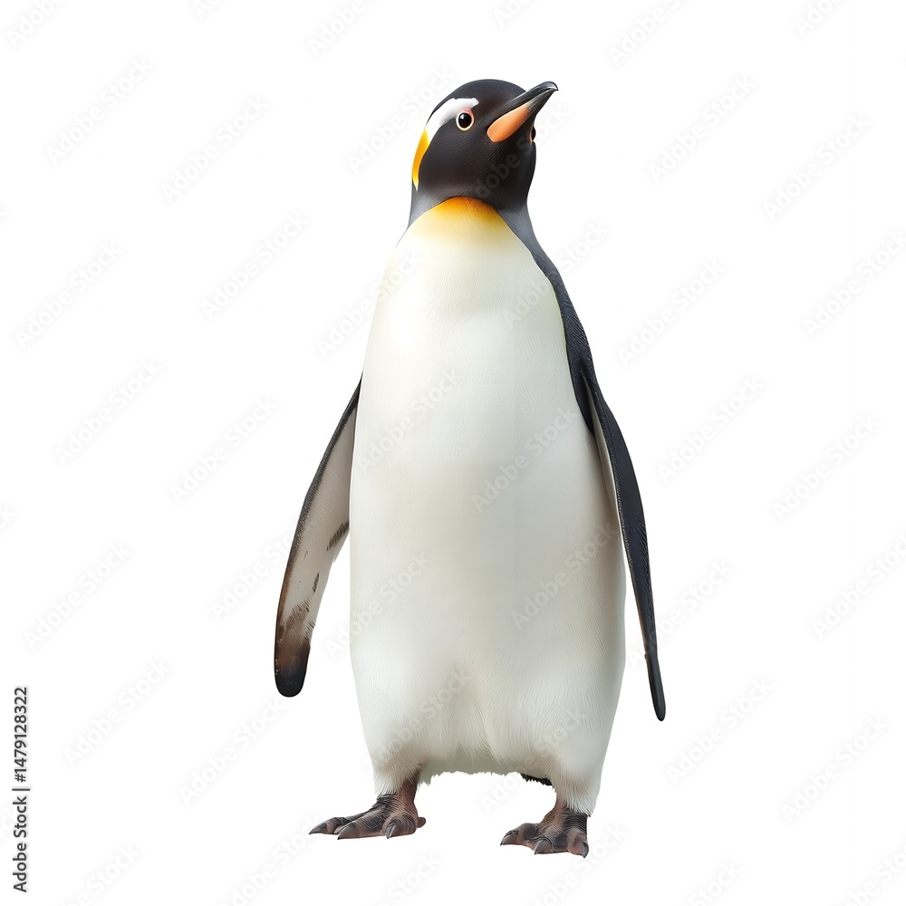 Fototapeta premium Majestic Emperor Penguin standing on white background Wildlife Animal portrait