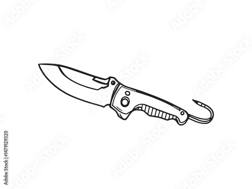 Utility Knife Illustration Set Line Style
