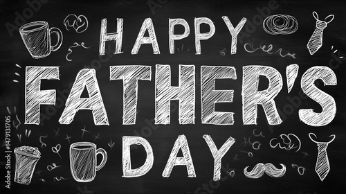 Celebrate the special bond with the perfect Father's Day greetings on a chalkboard, a unique and artistic tribute. Handwritten message conveys heartfelt appreciation for the guiding figure in life. 
