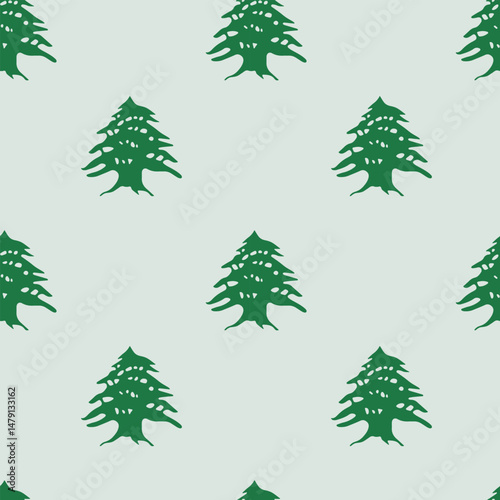 Lebanese cedar seamless pattern. Vector illustration