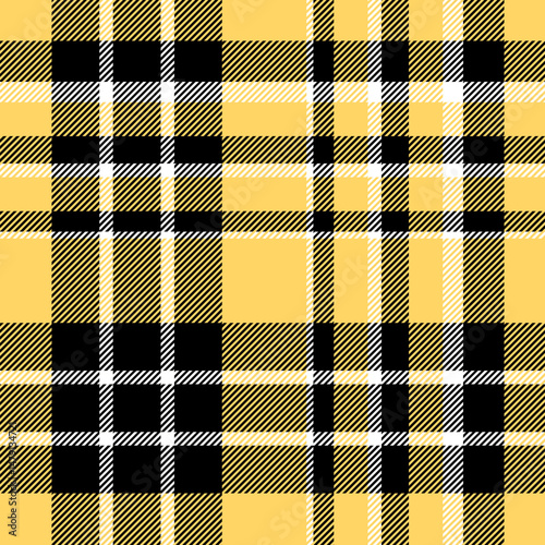 plaid tartan seamless repeat pattern. This is a black  yellow white checkered plaid vector illustration. Design for decorative,wallpaper,shirts,clothing,tablecloths,wrapping,textile,fabric,texture