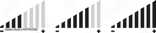 Sound volume icons set. icons with different signal levels on white background. icon that increases and reduces the sound. volume symbol, audio control with three different lines