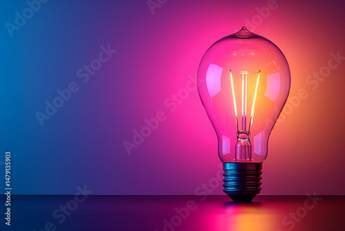 Glowing Light Bulb Symbolizing a Bright Idea on Minimalist Background

