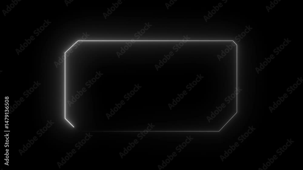 glowing neon light hexagon frame animated on black background. Seamless loop. 4K animation. glowing neon light hexagon frame animated on black background. Seamless loop. 4K animation.