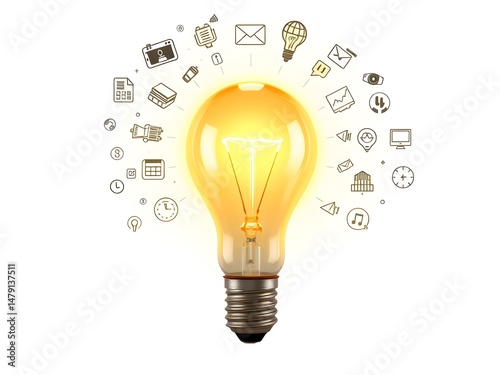 Light Bulb for have idea concept with technology icons.