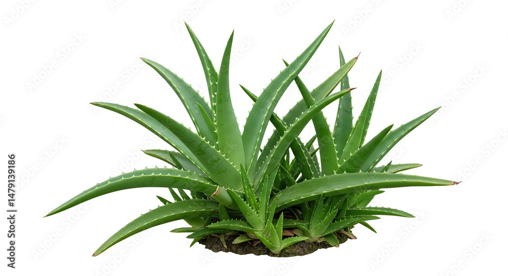 Fototapeta premium Lush Aloe Vera Cluster: A Vibrant Botanical Illustration