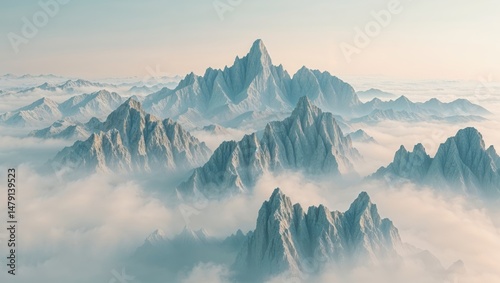 a unseen in the sky of floating mountains photo