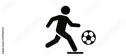 A soccer player is kicking footbal