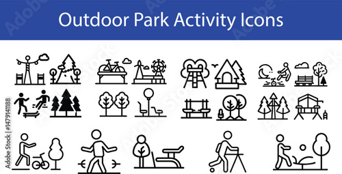 Outdoor Park Activity Icons. Editable Vector Symbols for Nature, Playgrounds & Fitness