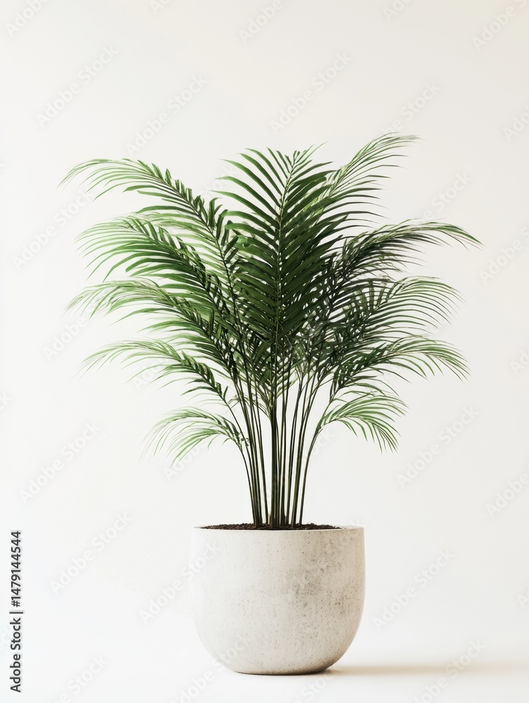 Fototapeta premium Areca Palm in Pot Still Life Minimalist Style Indoor Plant Home Decor Tropical Plant Interior Design