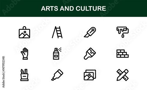 Creative Arts and Culture Icons. Modern Vector Illustrations for Designers and Artists