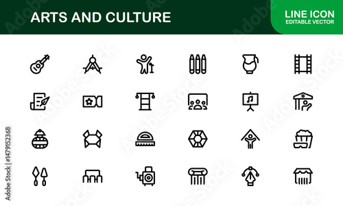 Creative Arts and Culture Icons. Modern Vector Illustrations for Designers and Artists