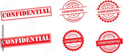Confidential text red Rubber Stamps