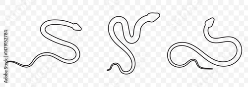 Spiral crawling snake line icon. Outline hand drawn vintage sketch of serpent animal, wildlife nature element design. Wild reptile, predator mascot, simple snake silhouette vector illustration. EPS 10