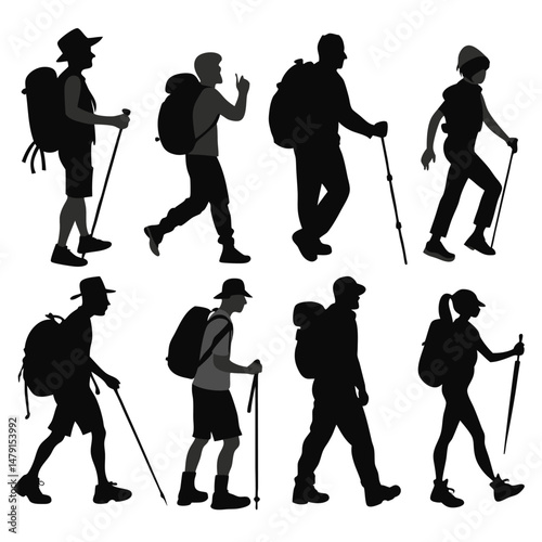 Hiker Poses Collection Clean Vector Artwork