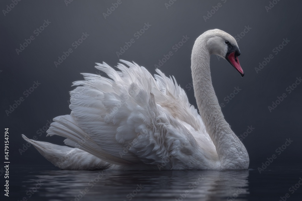 Fototapeta premium Swan Swimming Gracefully in Calm Waters