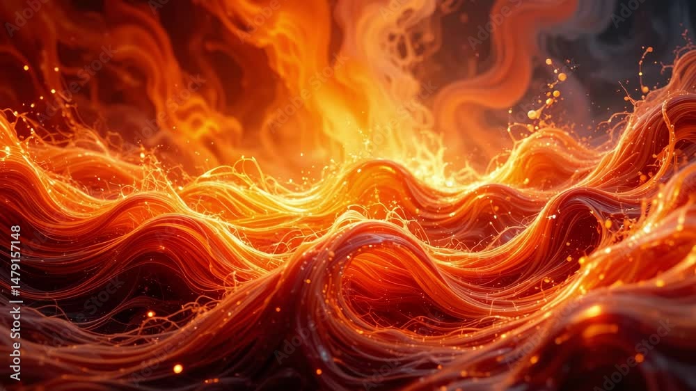 Hypnotic Fire Dance: Abstract waves of flame in motion – macro photography, energy, passion, art