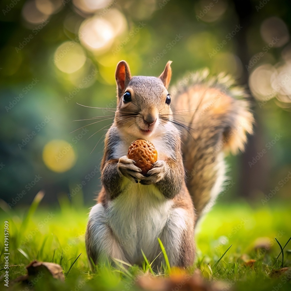 Obraz premium squirrel eating nut