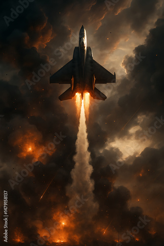 F15 Eagle Jet Fighter War Military Aircraft Afterburner Explosion Smoke 