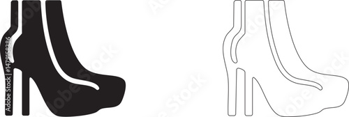 High heel ankle boots. Vector icon of women's shoes.