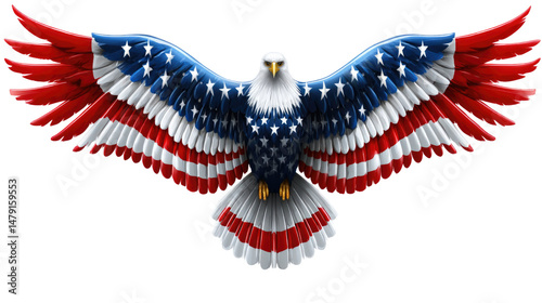 Majestic Bald Eagle with Stars and Stripes Design Symbolizing Freedom and Patriotism in America
