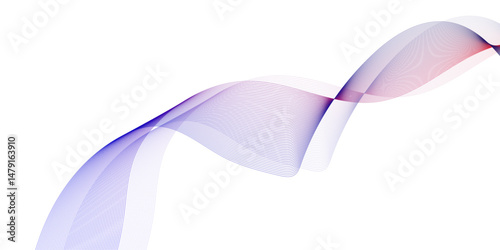 Abstract wave element for design, in blue and pink gradient color. Abstract gradient colorful wave ribbon line pink modern illustration design on transparent background.